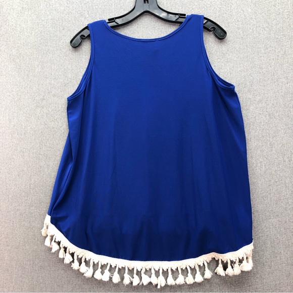 Judith March Blue White Tassel Top Size S - Picture 2 of 5